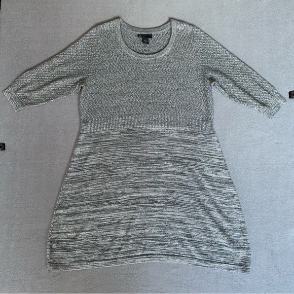 Lane Bryant Sweater Dress Gray Knit 3/4 sleeve Sparkle size 18/20 cotton winter - Picture 3 of 14